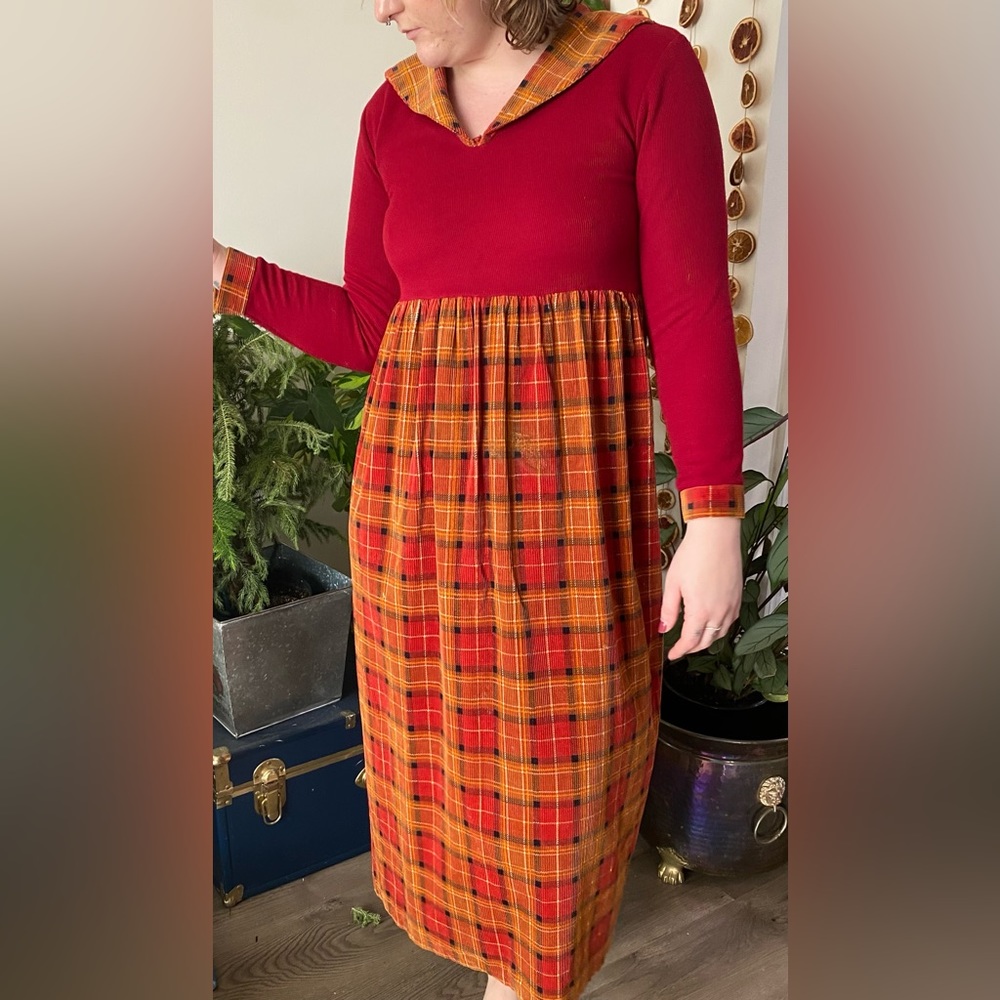 Vintage corduroy plaid dress